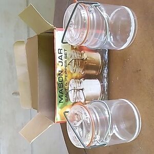 Vintage Mason jar salt pepper set in original box